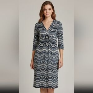 Glamour Monochrome Zigzag Long Sleeve Dress